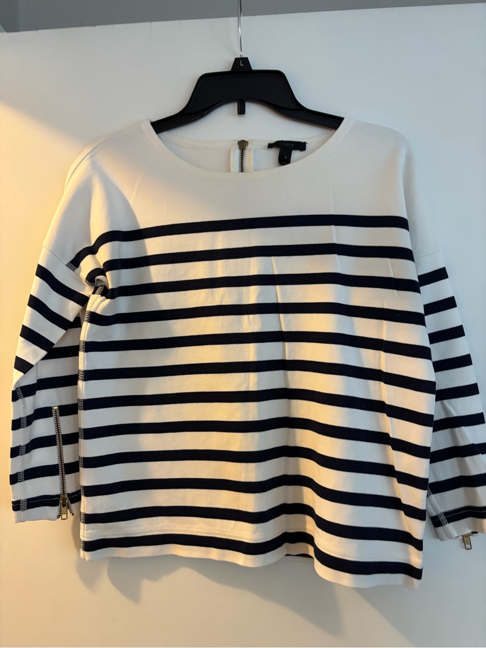 J. Crew Navy and White Striped Long Sleeve Top